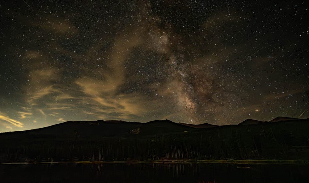 The Milky Way over the silhouette of mountains